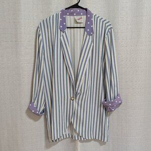 Vintage Britland Women's Blouse Stripe Size Medium Made in USA